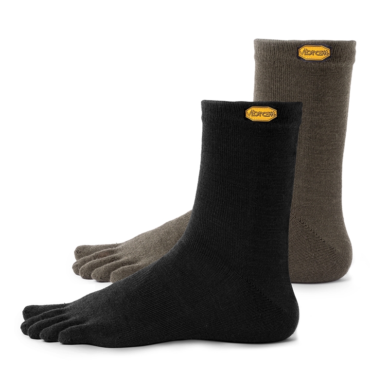 FiveFingers Wool-Blend Crew Socks TWIN PACK Black & Green - Vibram Academy