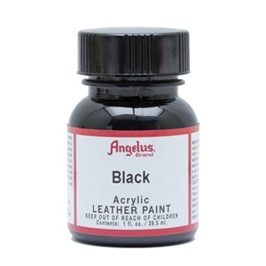 Angelus Acrylic Leather Paint 1 fl oz/30ml Bottle. Black 001