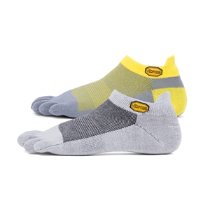 FiveFingers ATHLETIC NO SHOW Socks TWIN PACK Light Grey & Yellow/Grey