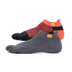 FiveFingers ATHLETIC NO SHOW Socks TWIN PACK Dark Grey & Red/Black